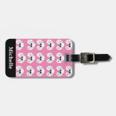 Gepersonaliseerd portaal patroon roze bagagelabel (Voorkant horizontaal)