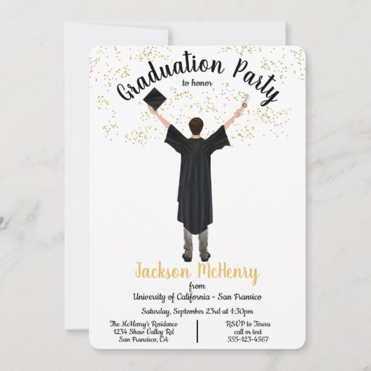 Gepersonaliseerd portret mannelijke afstuderen uit kaart (Voorkant)