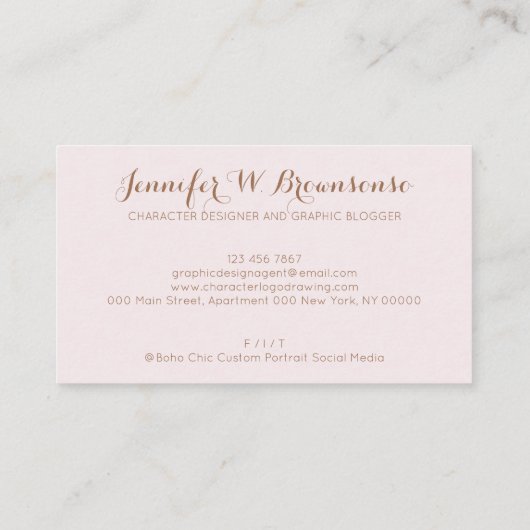 Gepersonaliseerd portrettekenhaarstijl visitekaartje (Achterkant)