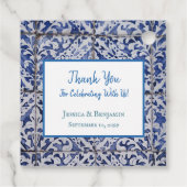 Gepersonaliseerd Portugese Tegels - Azulejo Floral Bedankjes Labels (Achterkant)