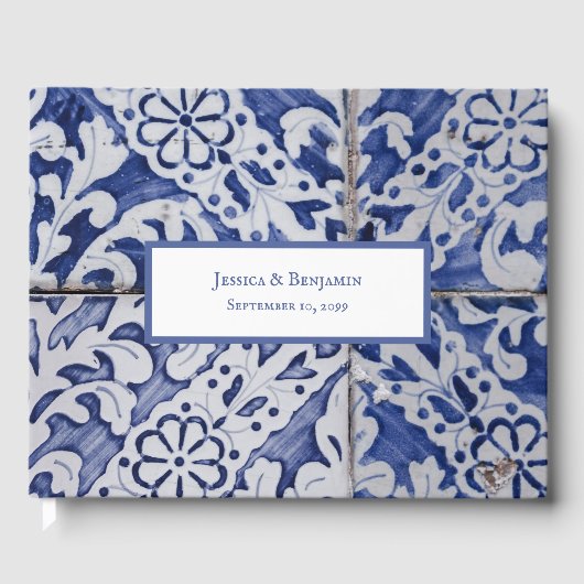 Gepersonaliseerd Portugese Tegels Azulejo Floral W Gastenboek (Voorkant)