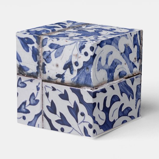 Gepersonaliseerd Portugese Tiles Azulejo Floral Bedankdoosjes (Achterkant)