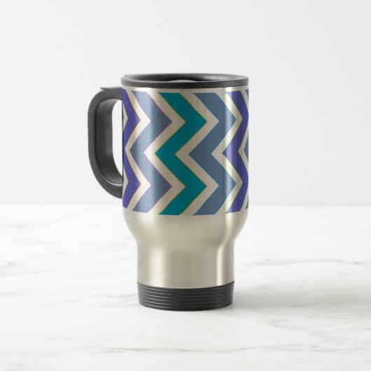 Gepersonaliseerd porty Blue Chevron Pattern Reisbeker (Voorkant links)