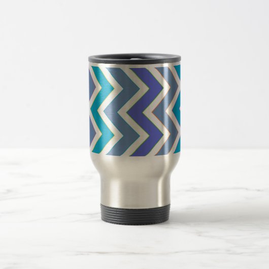 Gepersonaliseerd porty Blue Chevron Pattern Reisbeker (Center)