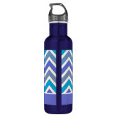 Gepersonaliseerd porty Blue Chevron Pattern Waterfles (Achterkant)