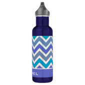 Gepersonaliseerd porty Blue Chevron Pattern Waterfles (Rechts)
