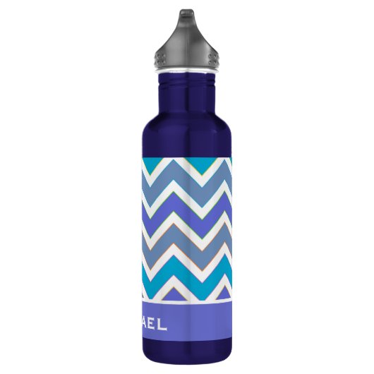Gepersonaliseerd porty Blue Chevron Pattern Waterfles (Rechts)