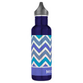 Gepersonaliseerd porty Blue Chevron Pattern Waterfles (Links)