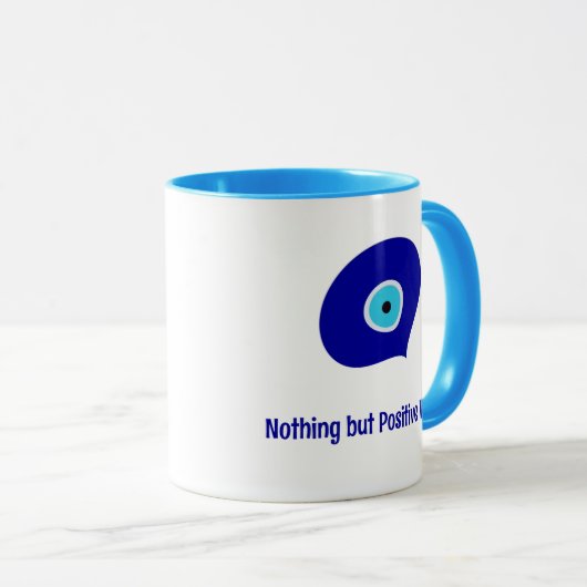 Gepersonaliseerd positieve vibes, Blue Evil Eye Te Mok (Voorkant rechts)