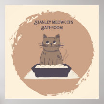 Gepersonaliseerd Poster, Kattenbadkamer, Bruine Ka