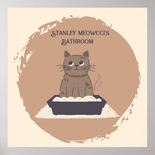 Gepersonaliseerd Poster, Kattenbadkamer, Bruine Ka Poster (Voorkant)