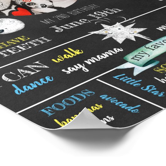 Gepersonaliseerd Poster op maan en sterretje (Hoek)