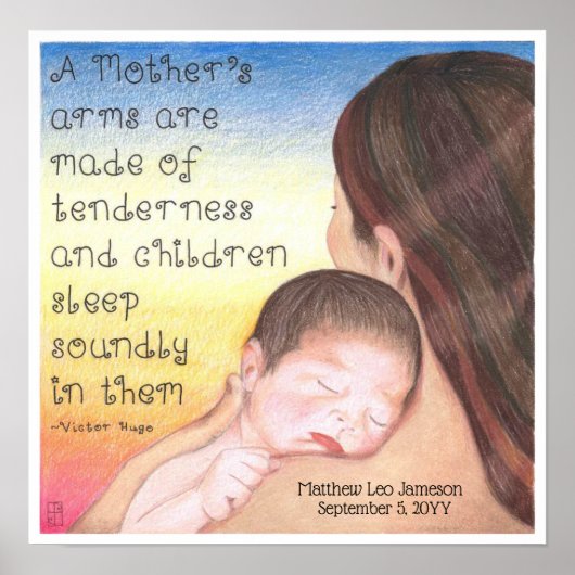 Gepersonaliseerd Poster voor de geboorte van moede (Voorkant)