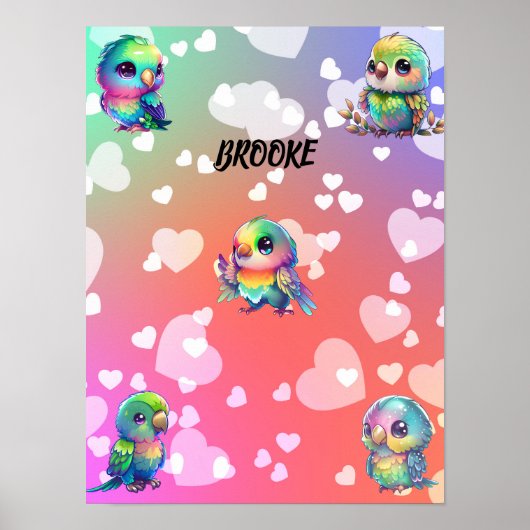 Gepersonaliseerd Poster voor regenboogvogels en ha (Voorkant)