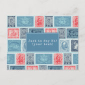 Gepersonaliseerd postzegels  blauw rood patroon briefkaart (Voorkant)