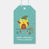 Gepersonaliseerd "pretkerst" kerstboomkoorts cadeaulabel (Voorkant)