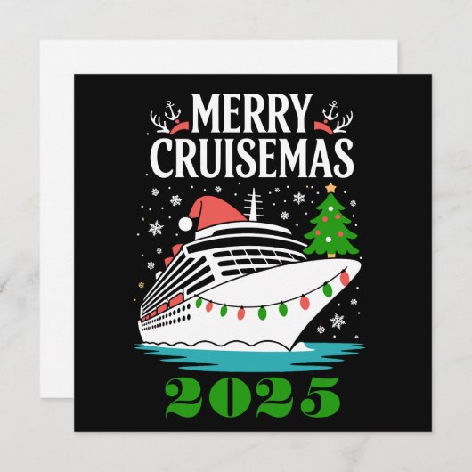 Gepersonaliseerd Prettig Cruisemas Cruiseschip Fam Feestdagenkaart (Voorkant / Achterkant)
