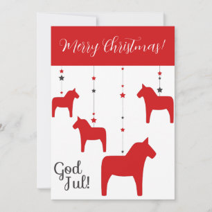 Gepersonaliseerd Prettig jul! Kerstmis Dala paard Feestdagenkaart
