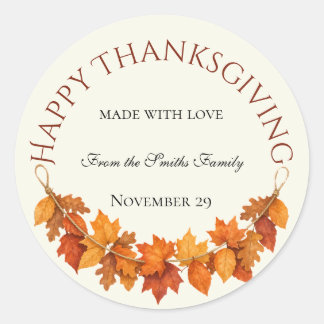 Gepersonaliseerd Prettig Thanksgiving Ronde Sticker