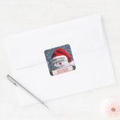 Gepersonaliseerd Prettige feestdagen Funny Santa L Vierkante Sticker (Envelop)