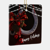 Gepersonaliseerd Prettige feestdagen Hoefijzer Ker Keramisch Ornament (Rechts)