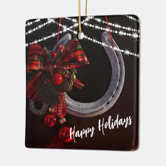 Gepersonaliseerd Prettige feestdagen Hoefijzer Ker Keramisch Ornament (Links)