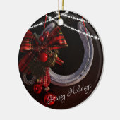 Gepersonaliseerd Prettige feestdagen Hoefijzer Ker Keramisch Ornament (Links)