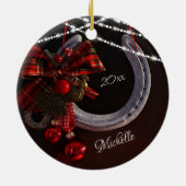 Gepersonaliseerd Prettige feestdagen Hoefijzer Ker Keramisch Ornament (Achterkant)