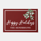 Gepersonaliseerd Prettige feestdagen kerstmaroon Deurmat (Voorkant)