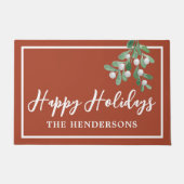 Gepersonaliseerd Prettige feestdagen kerstreust Deurmat (Voorkant)