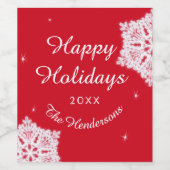 Gepersonaliseerd Prettige feestdagen Kerstrood wit Wijn Etiket (Enkel label)