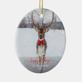 Gepersonaliseerd Prettige feestdagen rendierjaar Keramisch Ornament (Rechts)