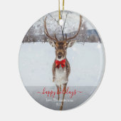 Gepersonaliseerd Prettige feestdagen rendierjaar Keramisch Ornament (Links)