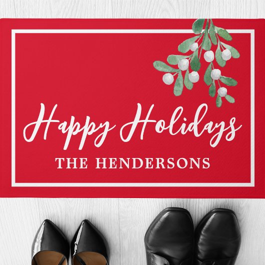 Gepersonaliseerd Prettige feestdagen Rode Kerstker Deurmat