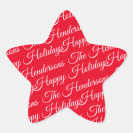Gepersonaliseerd Prettige feestdagen rood Ster Sticker