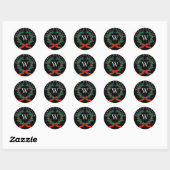 Gepersonaliseerd Prettige feestdagen zwart monogra Ronde Sticker (Vel)