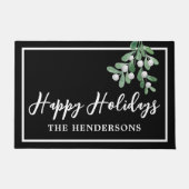 Gepersonaliseerd Prettige feestdagen zwarte kerst Deurmat (Voorkant)