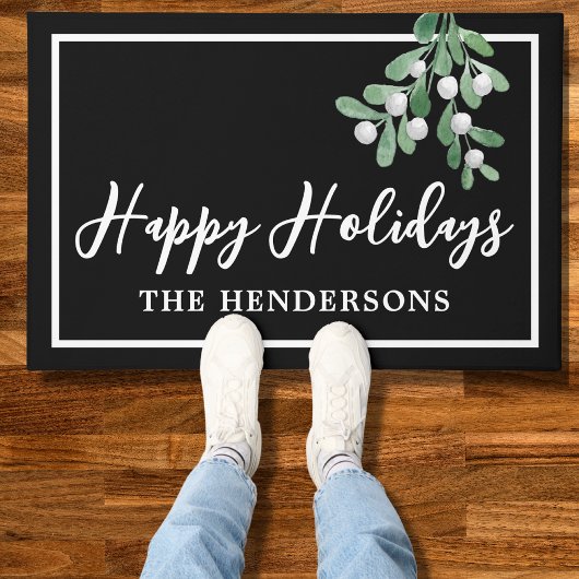 Gepersonaliseerd Prettige feestdagen zwarte kerst Deurmat