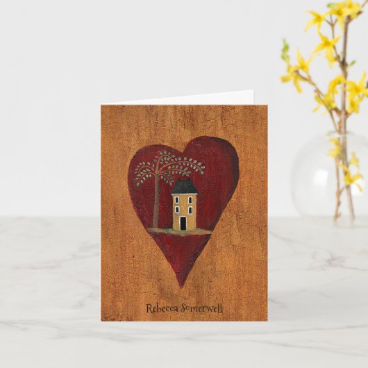 Gepersonaliseerd Primitief Hart Kaart (Gele Bloem)