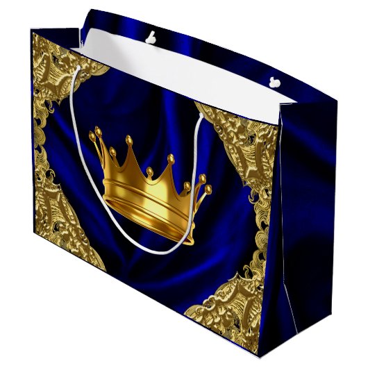 Gepersonaliseerd Prince Baby shower Groot Cadeauzakje (Achterkant Gekanteld)