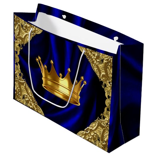 Gepersonaliseerd Prince Baby shower Groot Cadeauzakje (Voorkant Gekanteld)