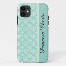 Gepersonaliseerd Princess Damask iPhone Case