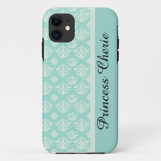 Gepersonaliseerd Princess Damask iPhone Case (Achterkant)
