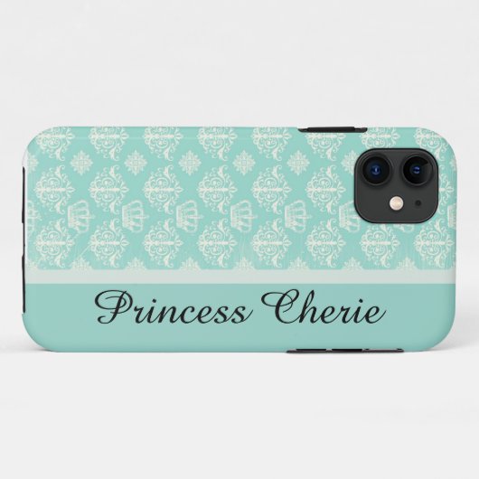 Gepersonaliseerd Princess Damask iPhone Case (Achterkant (horizontaal))