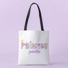 Gepersonaliseerd Prinses Alfabet Helder Kleurrijk Tote Bag