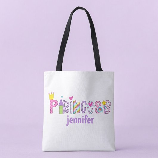 Gepersonaliseerd Prinses Alfabet Helder Kleurrijk Tote Bag