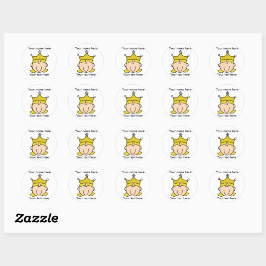 GEPERSONALISEERD PRINSES BLOND RONDE STICKER (Vel)