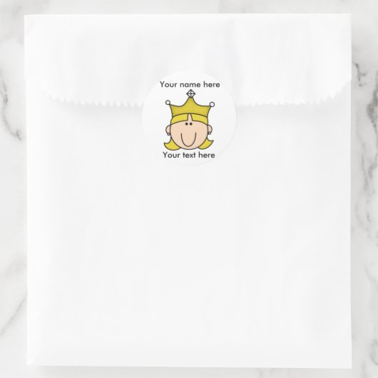 GEPERSONALISEERD PRINSES BLOND RONDE STICKER (Tas)