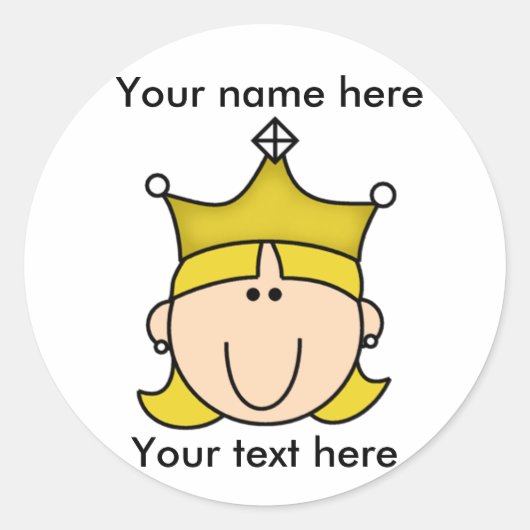 GEPERSONALISEERD PRINSES BLOND RONDE STICKER (Voorkant)