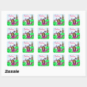 Gepersonaliseerd  prinses en onicorn Castle Vierkante Sticker (Vel)